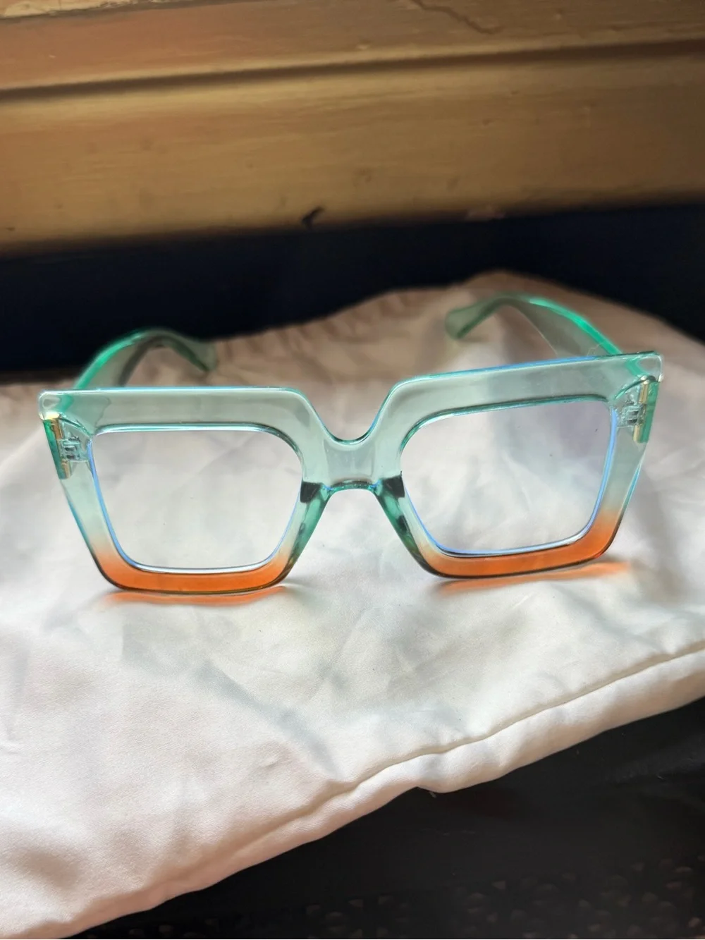 Women’s Oversized Square Sunglasses - Teal and Orange